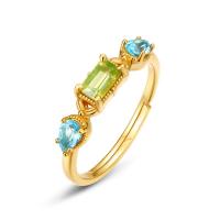 Gold Triple-Stone Prong-Set Band Ring