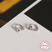 925 Silver Huggie Earrings with Blue Stone