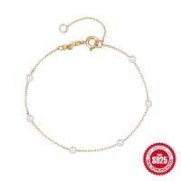 Gold-Plated Pearl Chain Bracelet