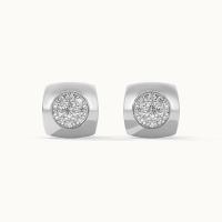 Silver Pavé Diamond Stud Earrings