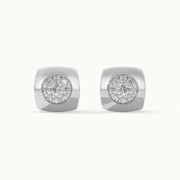 Silver Pavé Diamond Stud Earrings