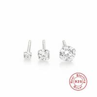 Sterling Silver Cubic Zirconia Stud Earrings Set