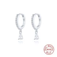 Sterling Silver Pavé Huggie Earrings with Drop Gemstone