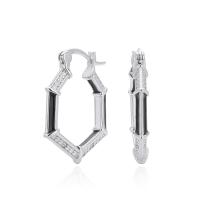 Silver Geometric Onyx Hoop Earrings