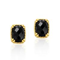 Gold Onyx Stud Earrings