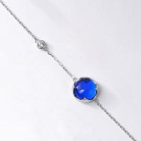 Silver Blue Stone Station Bracelet