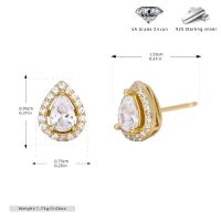 Gold Clear Zircon Stud Earrings