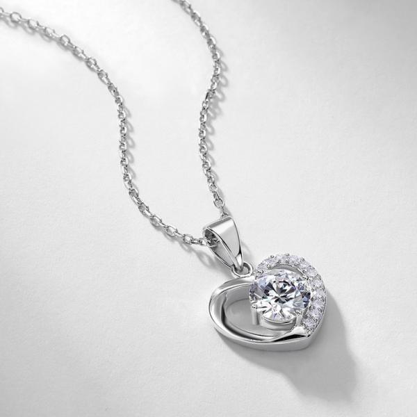 Silver Heart Cubic Zirconia Pendant Necklace