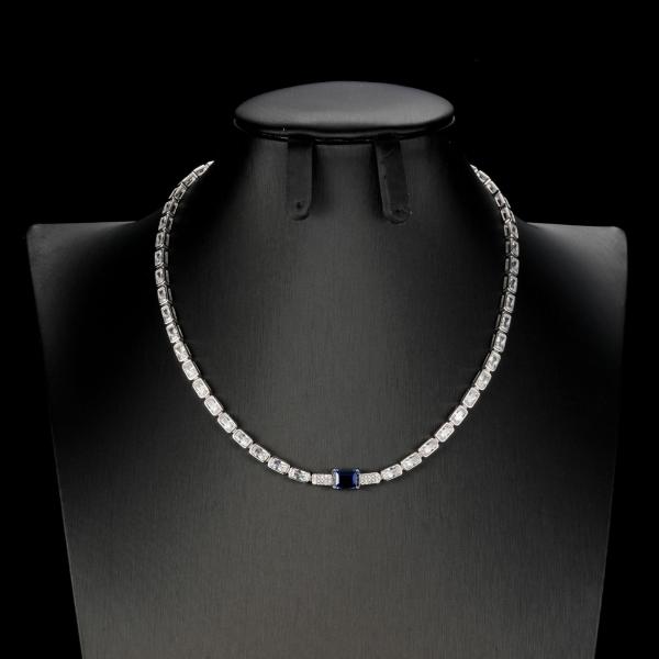 Sterling Silver Sapphire Tennis Necklace