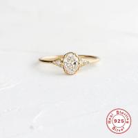925 Silver Oval Diamond Solitaire Ring