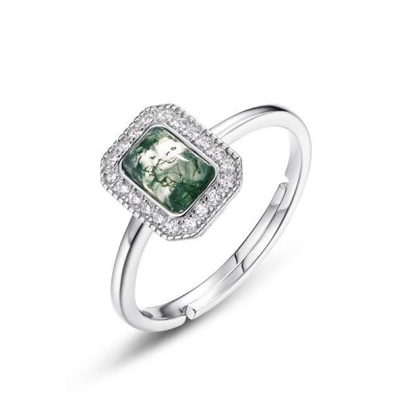 Silver Jade Halo Ring