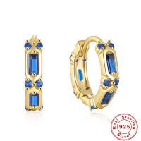 Gold-Plated Sapphire Huggie Earrings