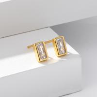 Gold Rectangular Stud Earrings