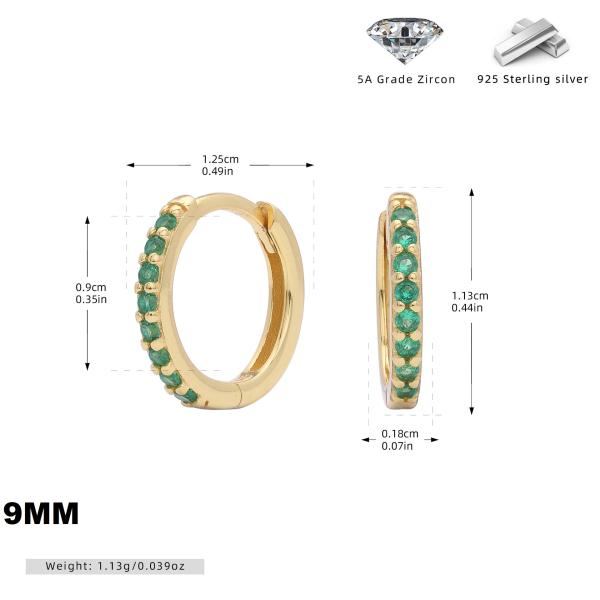 Gold Green Zircon Huggie Earrings