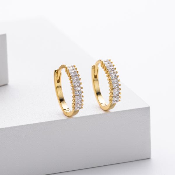 Gold Cubic Zirconia Huggie Earrings