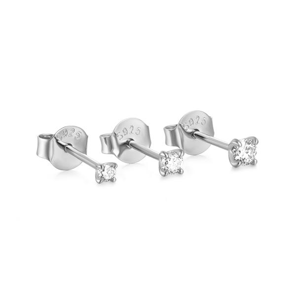 925 Silver Cubic Zirconia Stud Earrings Set