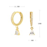 Gold Huggie Earrings with Clear Drop