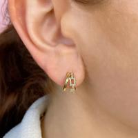 Gold Pavé Geometric Hoop Earrings