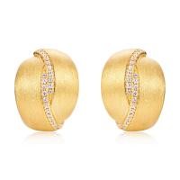 Brushed Gold Pavé Small Hoop Earrings