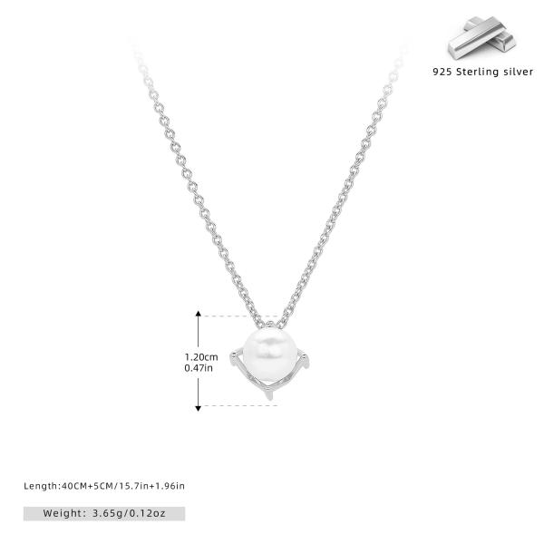 Silver Pearl Pendant Necklace