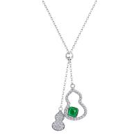 Silver Emerald Lariat Necklace