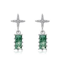 Silver Cross Jade Dangle Earrings