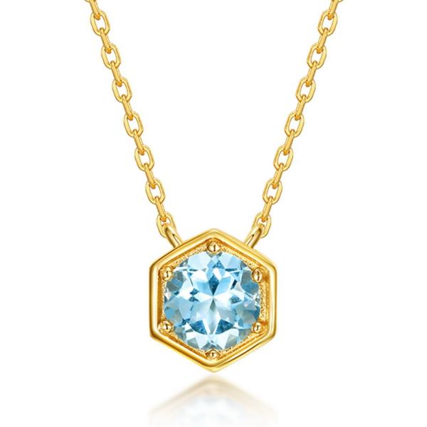 Gold Topaz Geometric Pendant Necklace