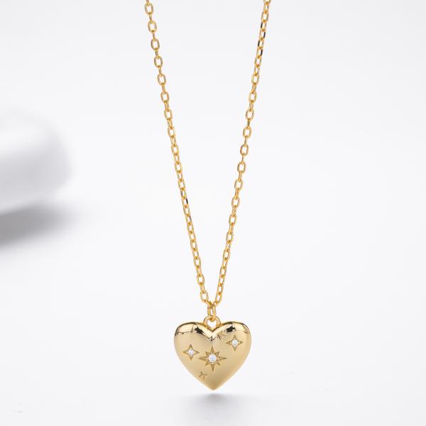 Gold-Tone Celestial Heart Pendant Necklace