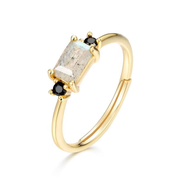 Gold Labradorite Prong Band Ring