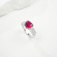 Silver Heart Ruby Ring