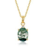 Gold Chain Green Stone Pendant Necklace