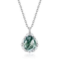Floral Halo Green Jade Pendant Necklace