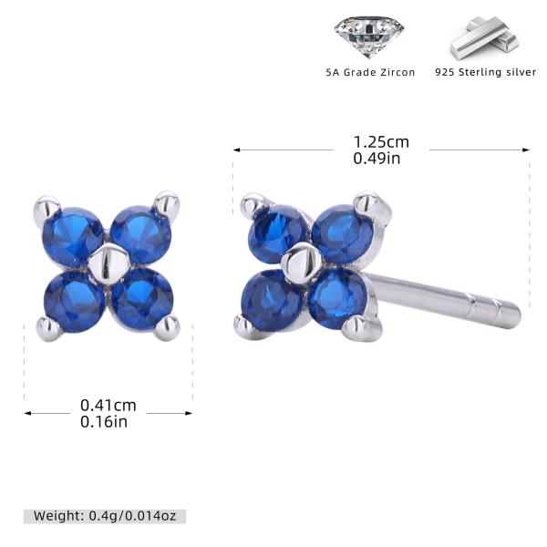 Blue Zircon Silver Stud Earrings