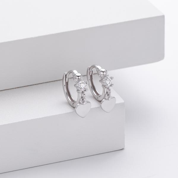 Silver Heart Charm Huggie Earrings
