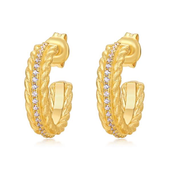 Gold Pavé Medium Hoop Earrings