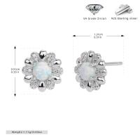 Silver Opal Floral Stud Earrings
