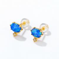 Gold Opal Stud Earrings