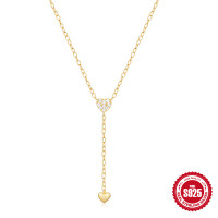 925 Silver Gold-Plated Heart Lariat Necklace