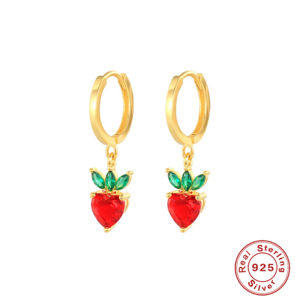 Gold-Plated Strawberry Dangle Earrings