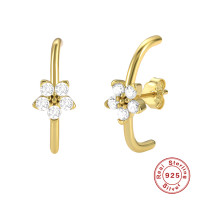 925 Silver Gold-Plated Flower Stud Earrings