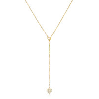 Gold Pavé Heart Lariat Necklace