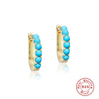 Gold-Plated Turquoise Small Hoop Earrings