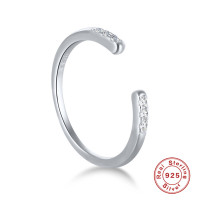 925 Silver Cubic Zirconia Open Cuff
