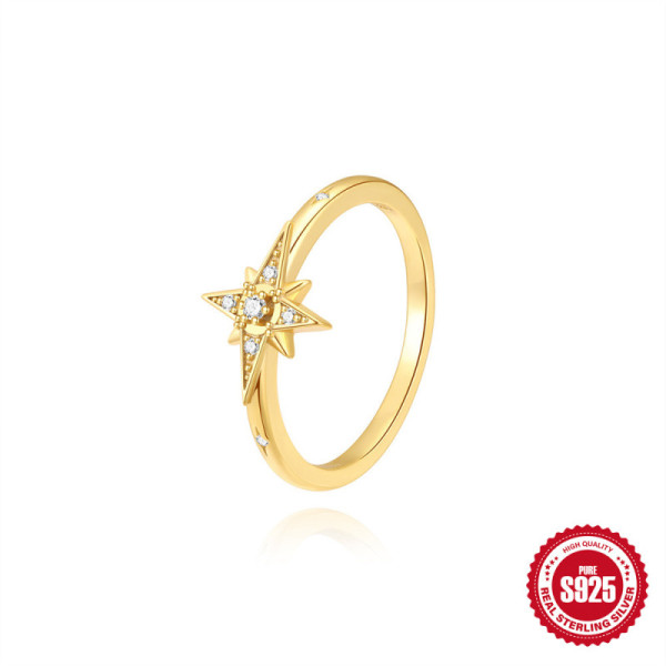 Gold-Finished Celestial Star Ring