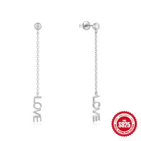 Sterling Silver LOVE Threader Earrings