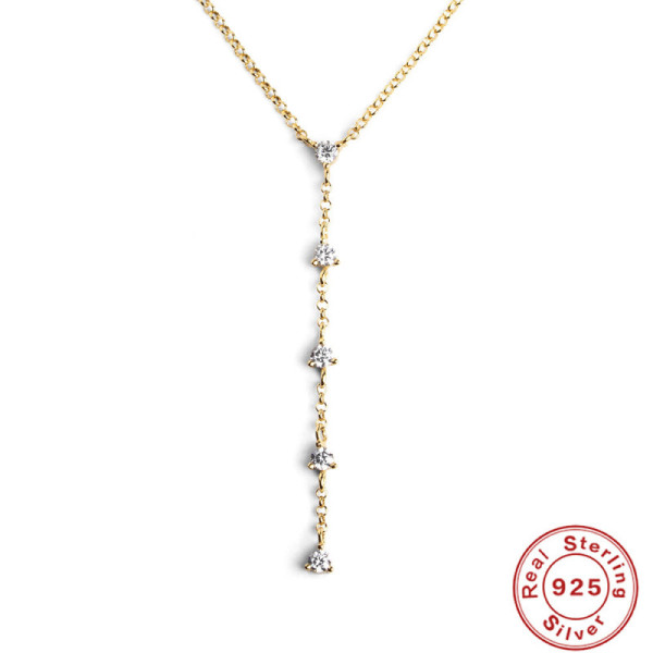 925 Silver Gold-Finish Lariat Necklace