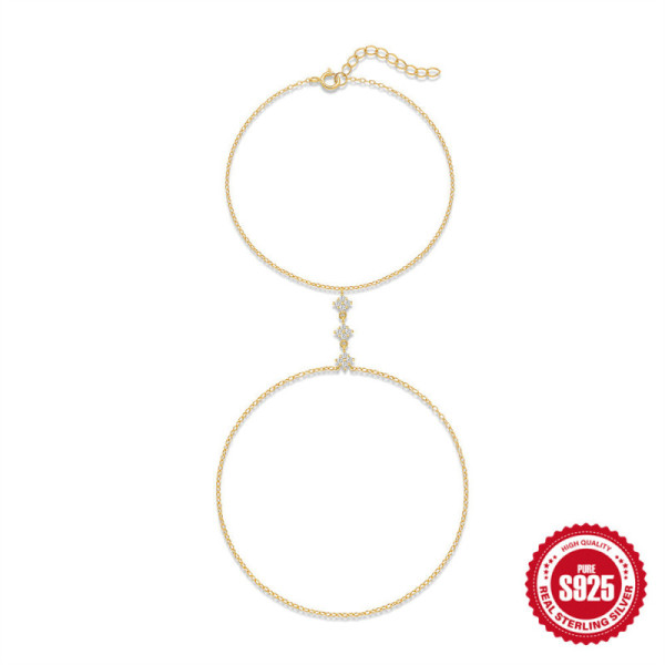 Gold-Plated Cubic Zirconia Chain Bracelet