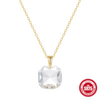 Gold-Finish Crystal Pendant Necklace