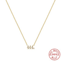 Gold-Tone 925 Silver Number Pendant Necklace