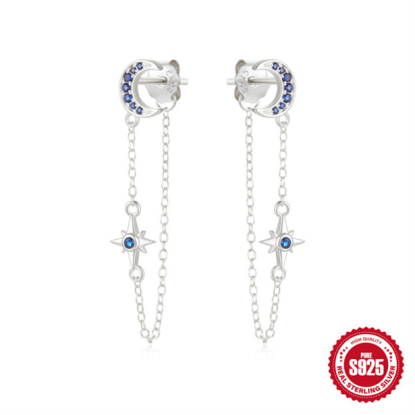 Sterling Silver Celestial Threader Earrings